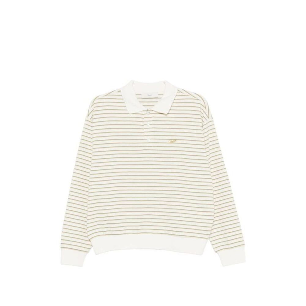 DUNST Striped Long Sleeve Polo Shirt Women GREEN T-Shirts & Tops